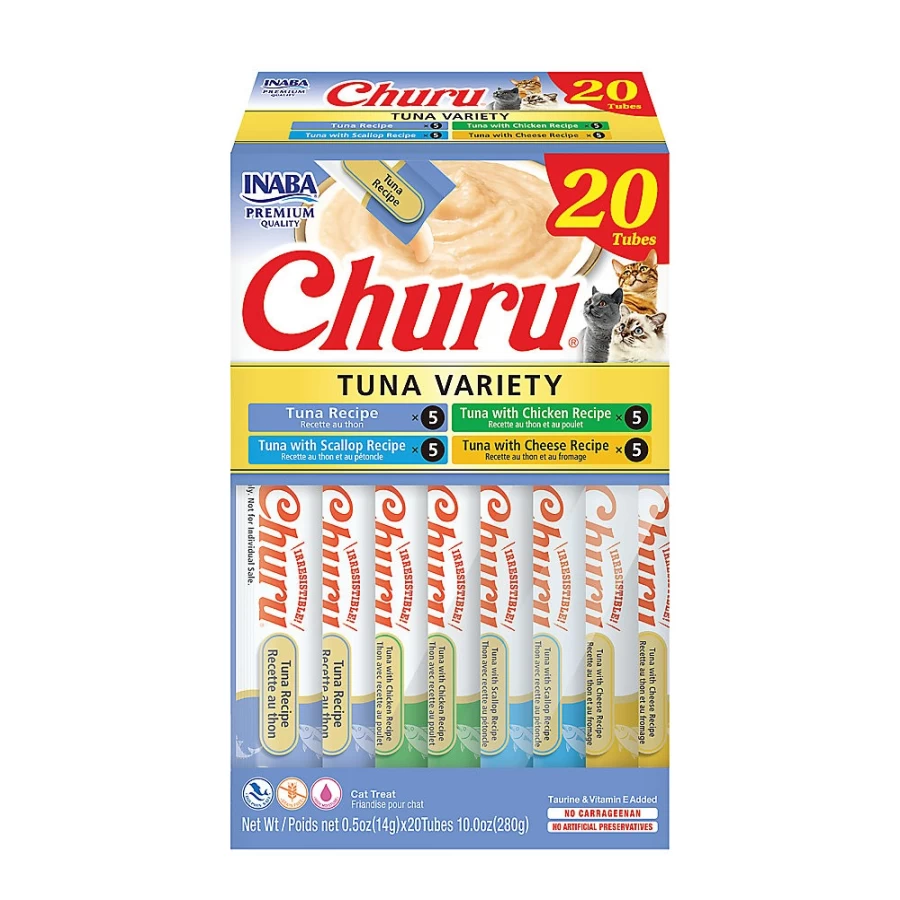 PetSmart Inaba Churu Grain-Free Cat Treats Variety Pack - Tuna & Chicken Puree Sticks for Cats
