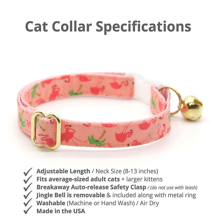 PetSmart Flamingo Pink Tropical Breakaway Cat Collar - Made by Cleo, Safe & Stylish Pet Accessory
