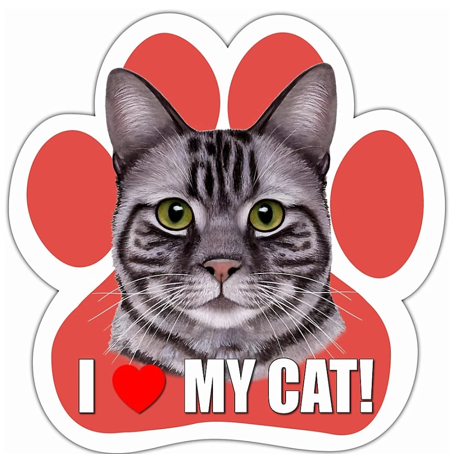 PetSmart Silver Tabby Cat Paw-Shaped Car Magnet - Adorable ES Pets Design