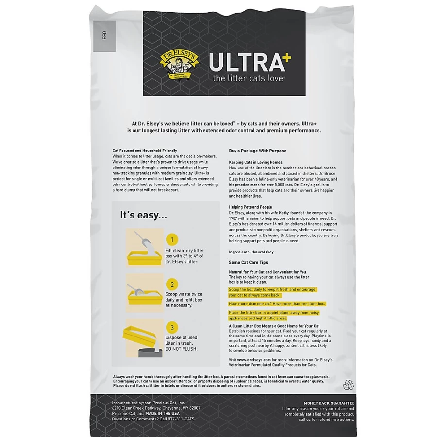 PetSmart Dr. Elsey's Precious Cat Ultra+ Clumping Clay Litter - Low Dust, Low Tracking, Multi-Cat Formula