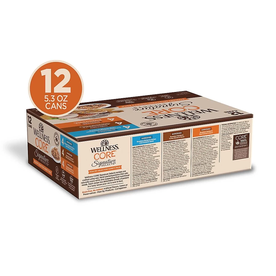 PetSmart Wellness CORE Signature Selects Poultry Variety Pack - 12 Count Grain-Free Cat Food Pouches