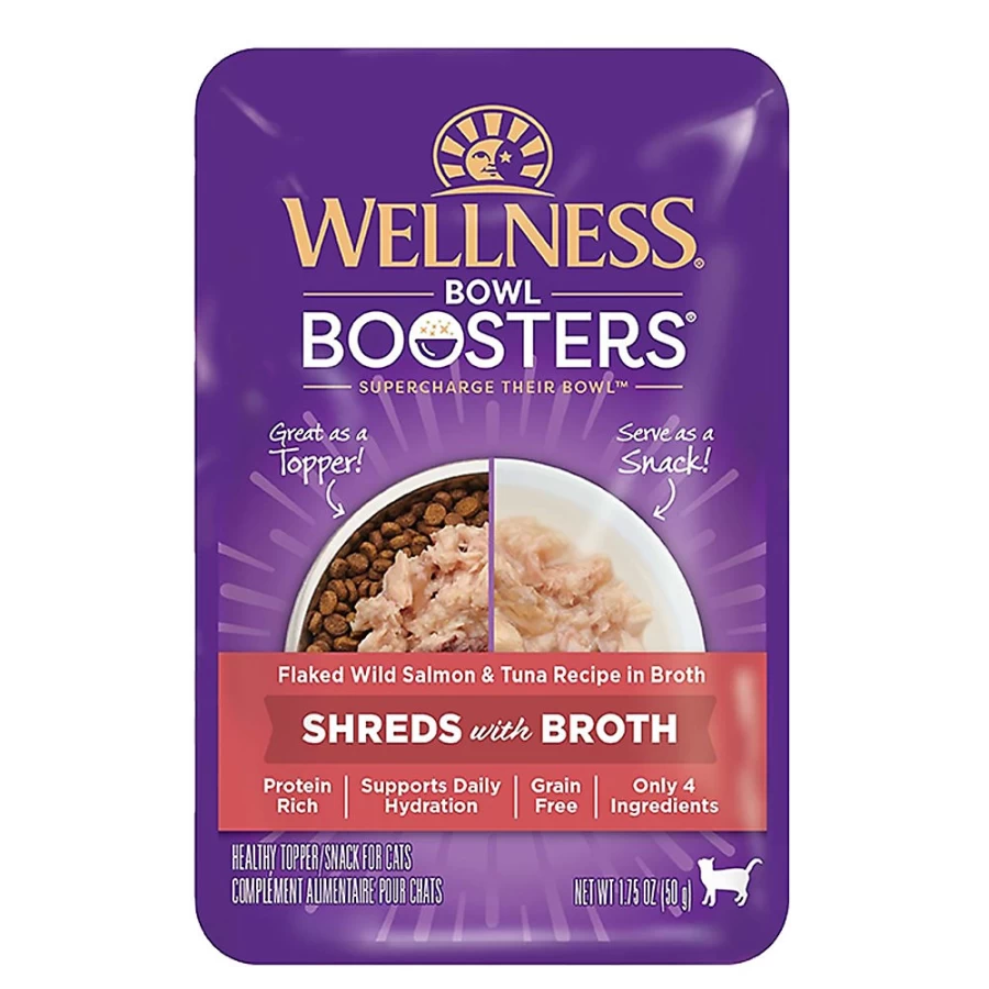 PetSmart Grain-Free Wellness Bowl Boosters Simply Shreds Cat Food Topper - Salmon & Tuna Recipe for All Life Stages