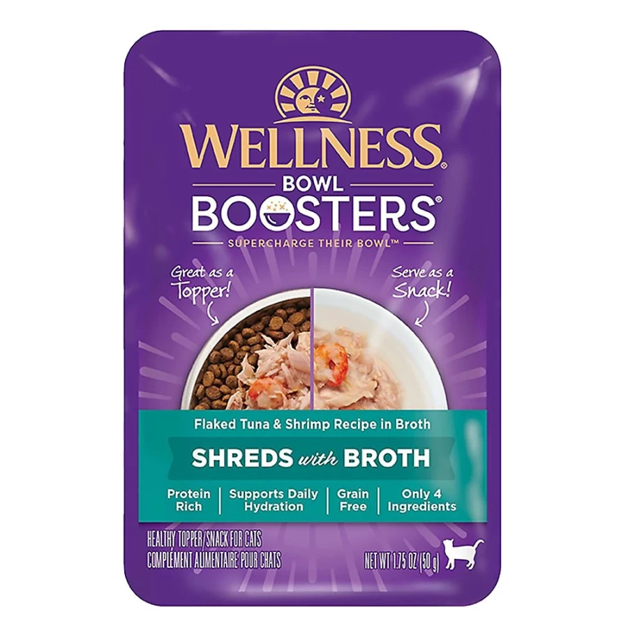PetSmart Grain-Free Wellness Bowl Boosters Cat Food Topper - High Protein Broth Shreds, 1.75 oz
