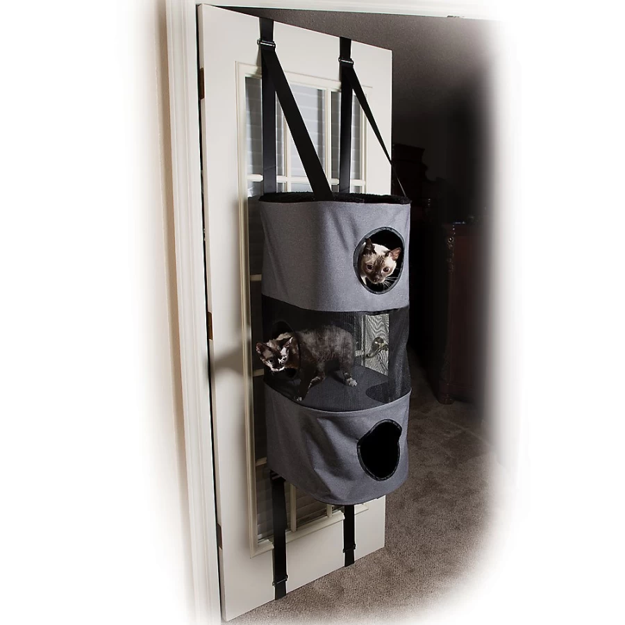 PetSmart KH 65-inch Hanging Cat Condo for Indoor Cats, Gray Kitty Climbing Tower with Perches