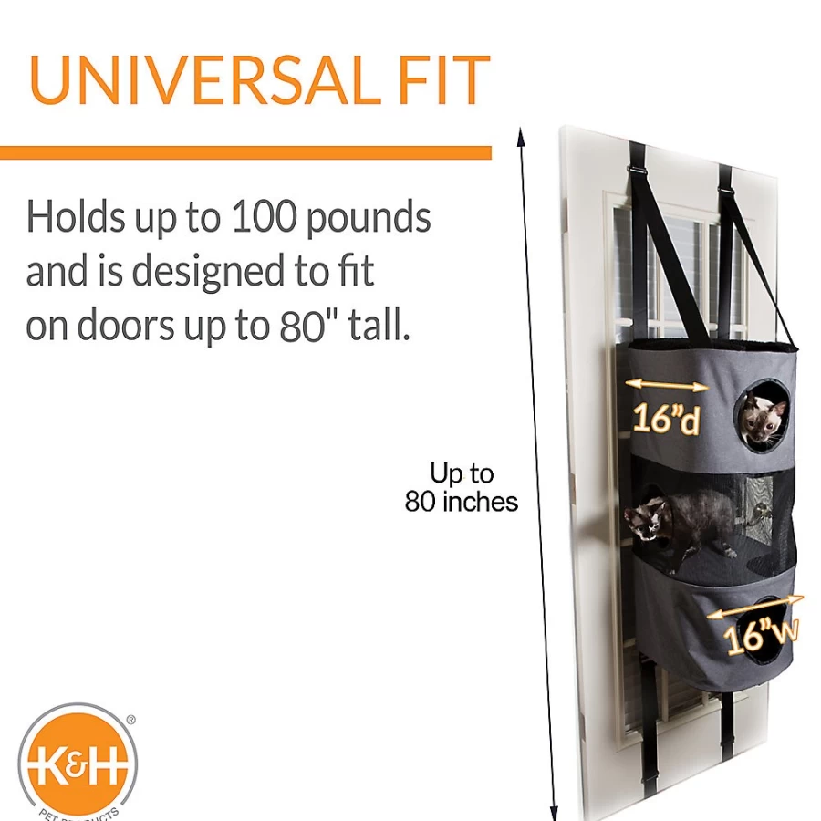 PetSmart KH 65-inch Hanging Cat Condo for Indoor Cats, Gray Kitty Climbing Tower with Perches