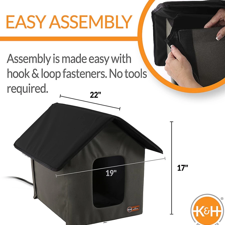 PetSmart KH Outdoor Heated Cat House for Winter - Warm Kitty Shelter with Thermostat