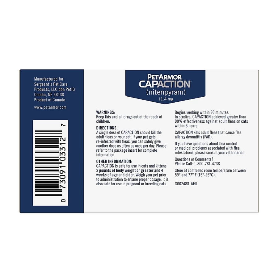 PetSmart PetArmor CapAction Oral Flea Treatment for Cats - 6 Month Supply of Flea Prevention Medicine