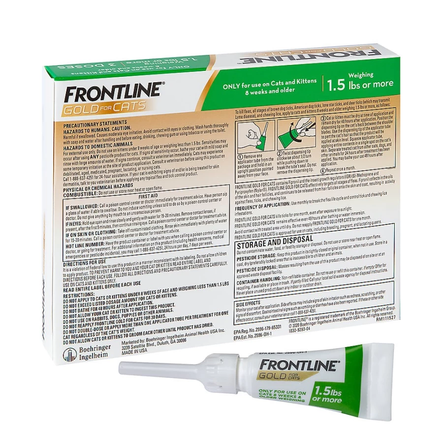 PetSmart Frontline Gold Flea & Tick Treatment for Cats Over 1.5 lbs – Fast-Acting Spot-On Prevention
