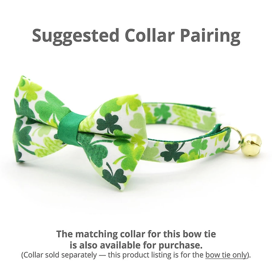 PetSmart St. Patrick's Day Shamrock Cat Bow Tie - Festive Green Bowtie for Cats by Made By Cleo